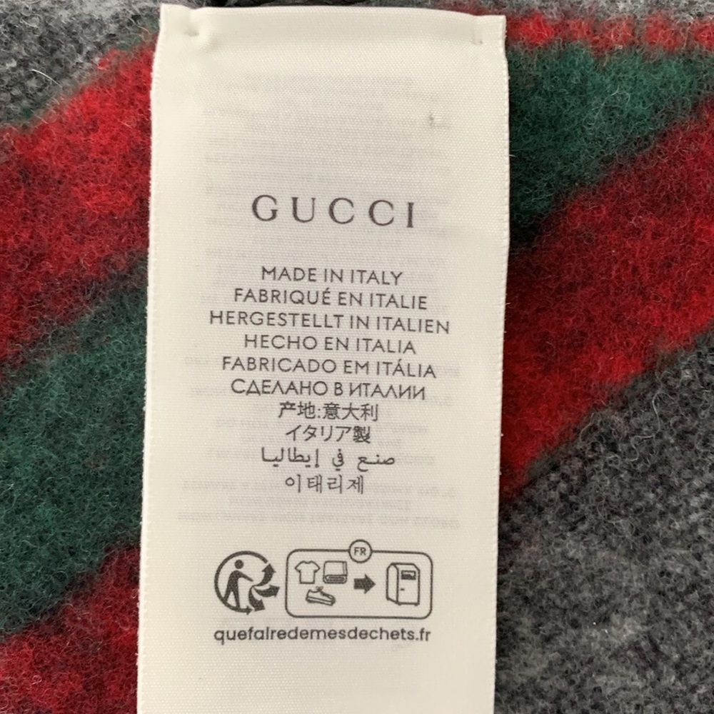 💝💝💝GUCCI UNISEX AUTHENTIC NEW Wool Monogram Web Scarf black/green/red💝💝💝 - Picture 7 of 9